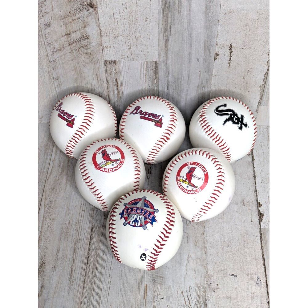 Vintage Team Baseballs 90s Lot of 6 -‎ Rangers, Cardinals, Braves, Whitesox, MLB